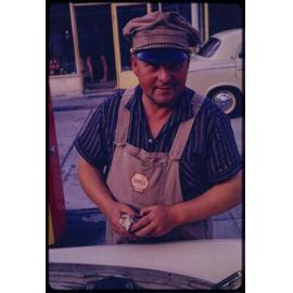 Attendant at Shell service station in Germany