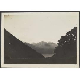 Mountains through trees at Minaret Station