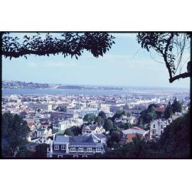 View over central Dunedin towards Andersons Bay and Ocean Beach