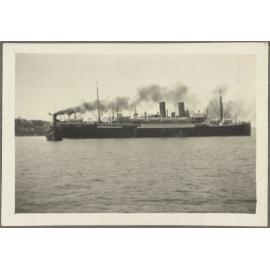 Large steamship in harbour