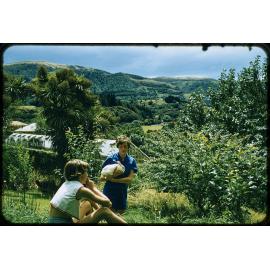 'View towards reservoir from barbecue lawn' 