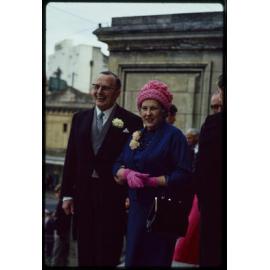 Sir John and Lady Enid Walsh at their daughter Patricia's wedding