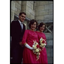 Group at the wedding of Patricia Walsh and Leslie Holborow, Jennifer Scott and Elizabeth Walsh on right