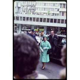 Queen Elizabeth II and Prince Philip outside the Southern Cross Hotel