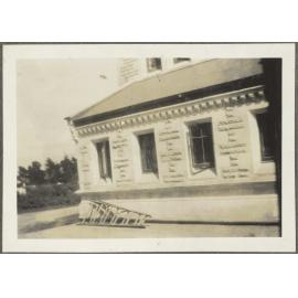 Corner of stone building with ladder