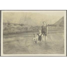 Three unidentified women in Lake Wakatipu
