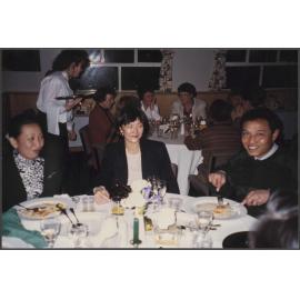Yek Hong Lok, Jean Lai, and Pachasith Prum at the Otago Polytechnic restaurant