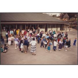 Cambodian parents on a visit to a local primary school