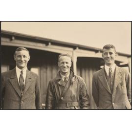 Charles Kingsford Smith, John Smith and Stuart Gilkison at Invercargill Aerodrome