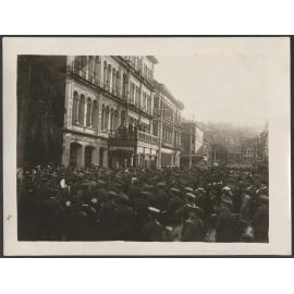 Large gathering of forces, Moray Place, Dunedin