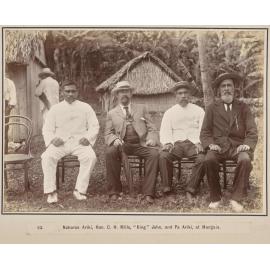 Nohoroa Ariki, Hon. C.H. Mills, 'King' John, and Pa Ariki, at Mangaia