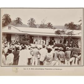Hon. C.H. Mills acknowledging Presentation at Rarotonga
