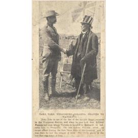 Take Take welcoming Colonel Francis to Wanganui