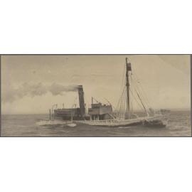 Whale-catcher towing a whale carcass
