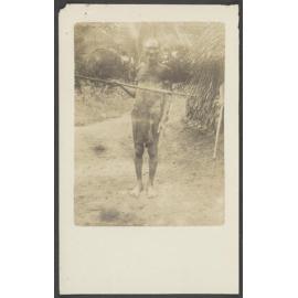 Elderly man with spear