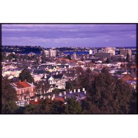 View over George Street, looking south towards the university and harbour