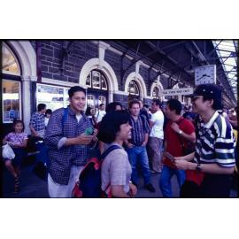 People on platform at Dunedin Railway Station