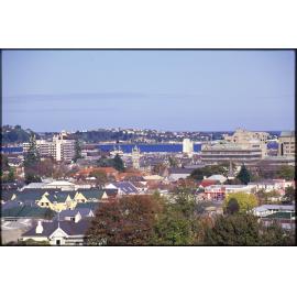 View over George Street, looking south towards the university and harbour