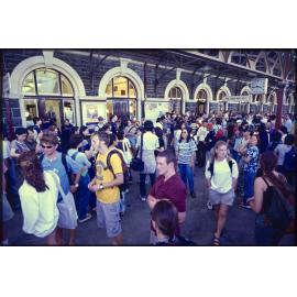 Crowd on platform at Dunedin Railway Station