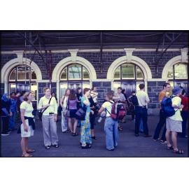 People on platform at Dunedin Railway Station