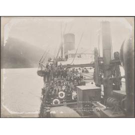 Wreck of the "Waikare": Ship's company photographed just before the vessel struck