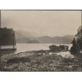 Wreck of the Waikare, arrival of H.M.S. Pioneer. Joy of excited passengers