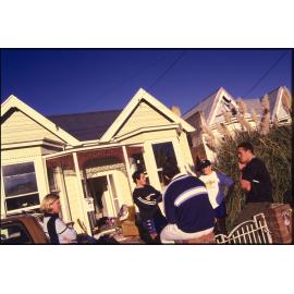 Students in front of flats on Castle Street