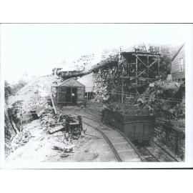 Top Brake winding gear with railway wagon also out to descend the incline