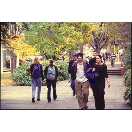 Students outside University Central Library, with Cumberland Street in background