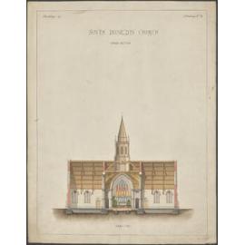Proposed Catholic Church, Kensington / South Dunedin, cross section plan, F.W. Petre architect. Drawing No. 5.