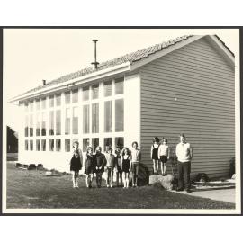 Pupils and teacher on the last day at Lovells Flat School