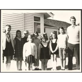 Pupils and teacher on the last day at Lovells Flat School