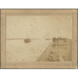 Waipara towing the schooner Wanganui over the Hokitika Bar