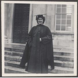 Brenda Slade wearing academic regalia