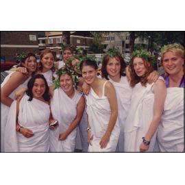 Students dressed for toga parade