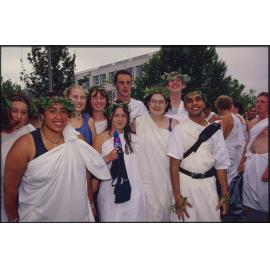 Students dressed for toga parade