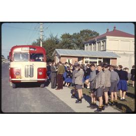 'Beginning of Otematata Trip', outside Tokomairiro District High School, Milton