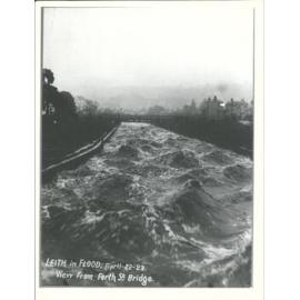 The Leith in Flood view from Forth St Bridge