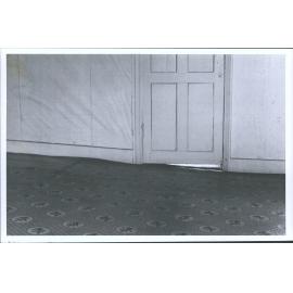 Upstairs bedroom, Note subsidence of ends of house from the stable central brick wall