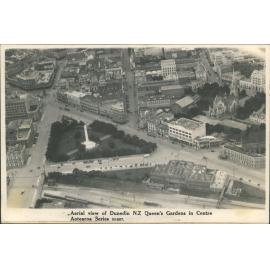 Aerial view of Dunedin N.Z.  Queens Gardens in Centre