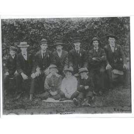 Seated back row, far right R. H. Brown, middle James Moore