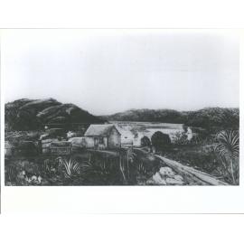 Mr. Jno Barton's house, our Manse & Princes St. 3 houses in Manse St. Old Survey Office & Culten's printing office 1851.