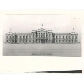 [John Campbell architect] elevation for design no. 1 Dn Passenger Station proposed foundation laid Cumberland st 1882 + 1885