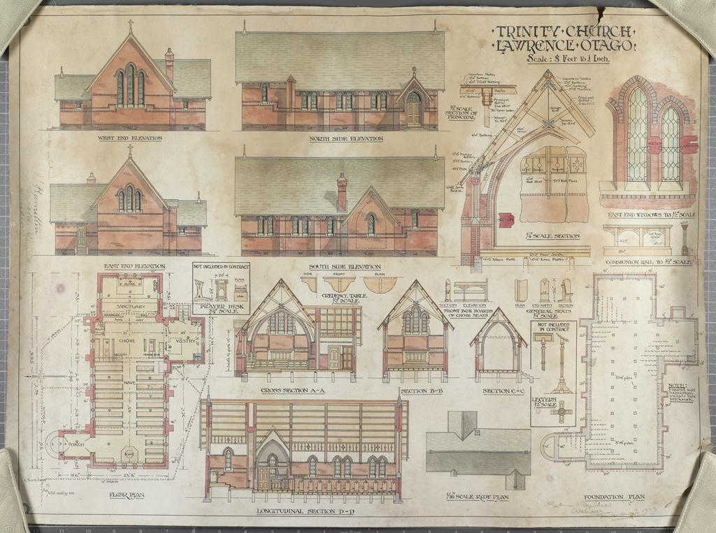 Plan of Holy Trinity Church, Lawrence, Edmund R. Wilson architect