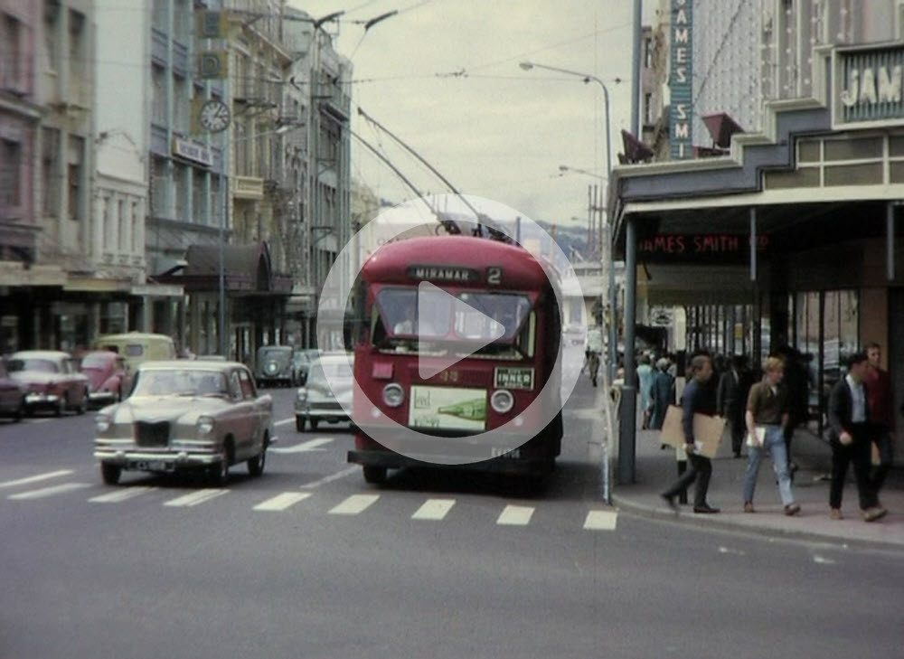 Untitled film footage of Wellington street and harbour scenes